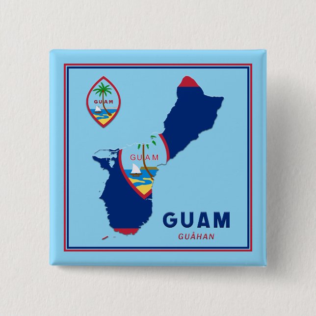 Guam Flag Map & Siegel Button (Vorderseite)