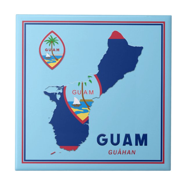 Guam Flag Map & Siegel Fliese (Vorderseite)