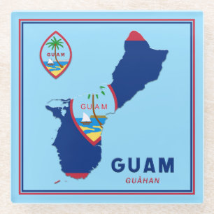 Guam Flag Map & Siegel Glasuntersetzer