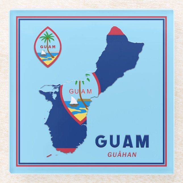 Guam Flag Map & Siegel Glasuntersetzer (Vorderseite)