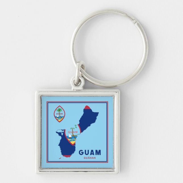 Guam Flag Map & Siegel Schlüsselanhänger (Vorne)