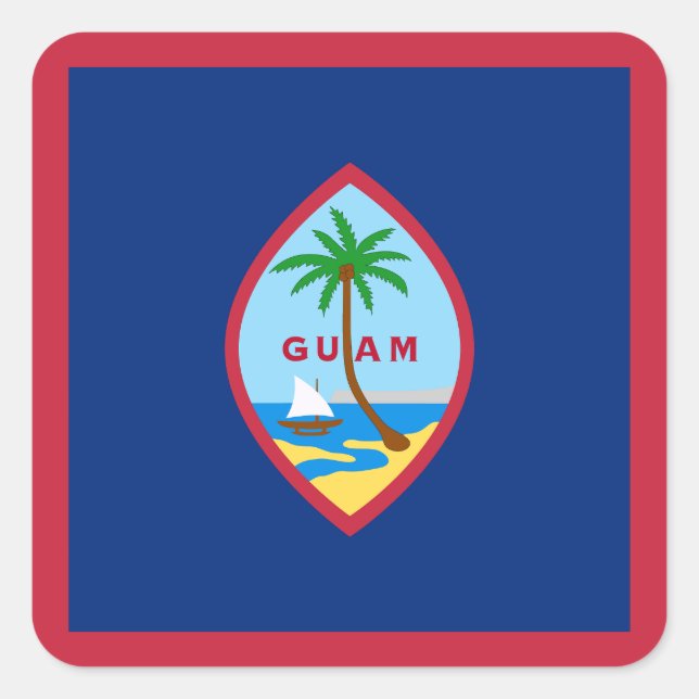 Guam Flag Quadratischer Aufkleber (Vorderseite)
