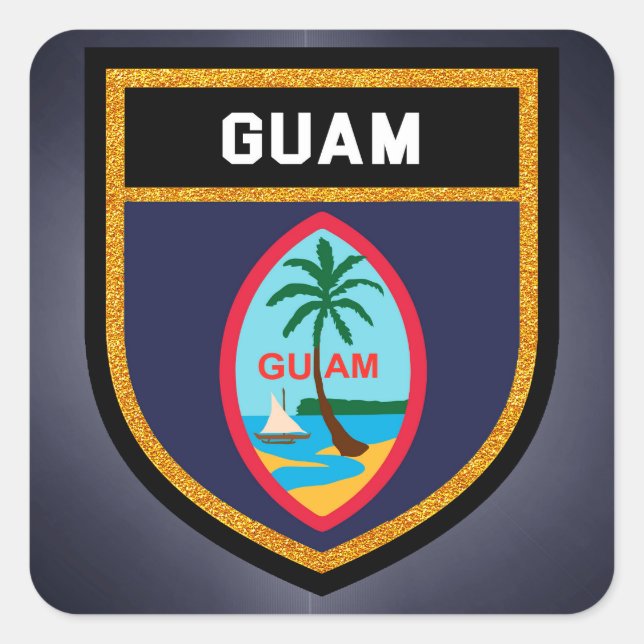 Guam Flag Quadratischer Aufkleber (Vorderseite)