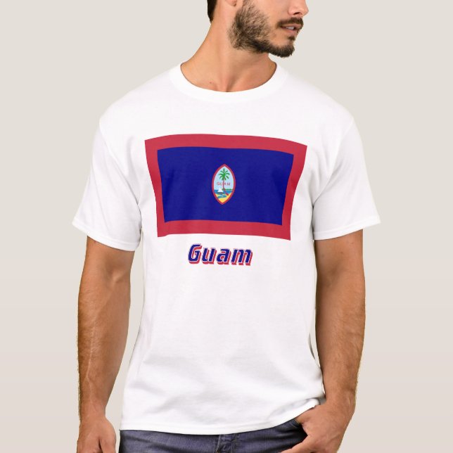 Guam-Flagge mit Namen T-Shirt (Vorderseite)