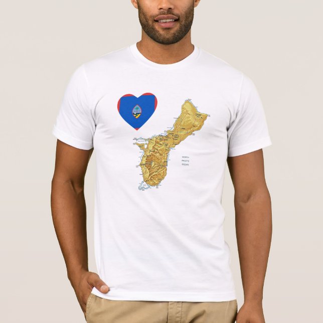 Guam-Flaggen-Herz und Karten-T - Shirt (Vorderseite)