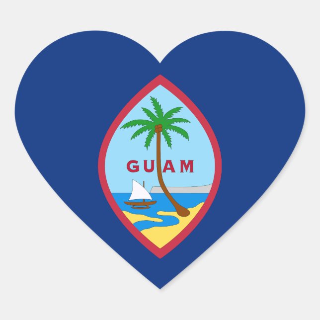 Guam Heart Sticker, Patriotische Guamanische Flagg Herz-Aufkleber (Vorderseite)