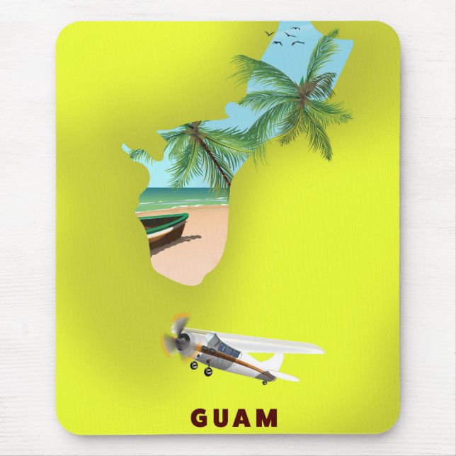 Guam illustrierte Karte Reiseplakat Mousepad (Vorne)