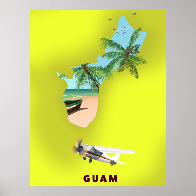 Guam illustrierte Karte Reiseplakat Poster (Vorne)
