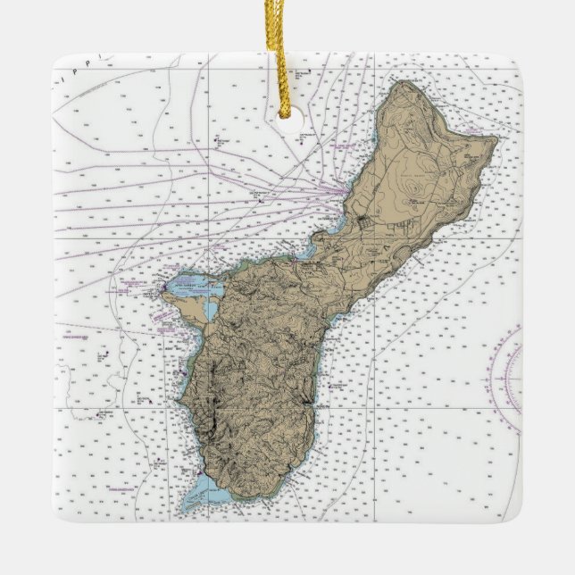 Guam Island Nautical Chart Keramikornament (Vorderseite)