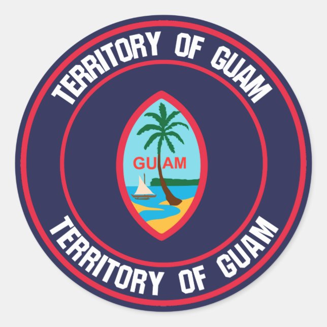 Guam Round Emblem Runder Aufkleber (Vorderseite)