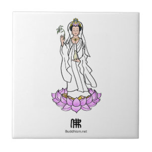 Guan Yin Bodhisattva auf Lotus Fliese