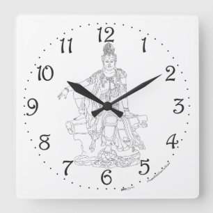Guan Yin Square Wall Clock Quadratische Wanduhr