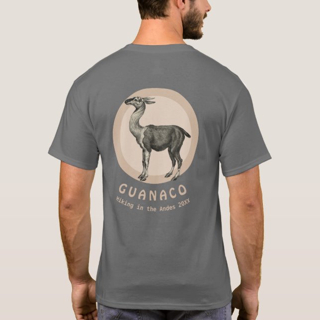 Guanaco Llama Wandern in den Anden Custom T-Shirt (Rückseite)