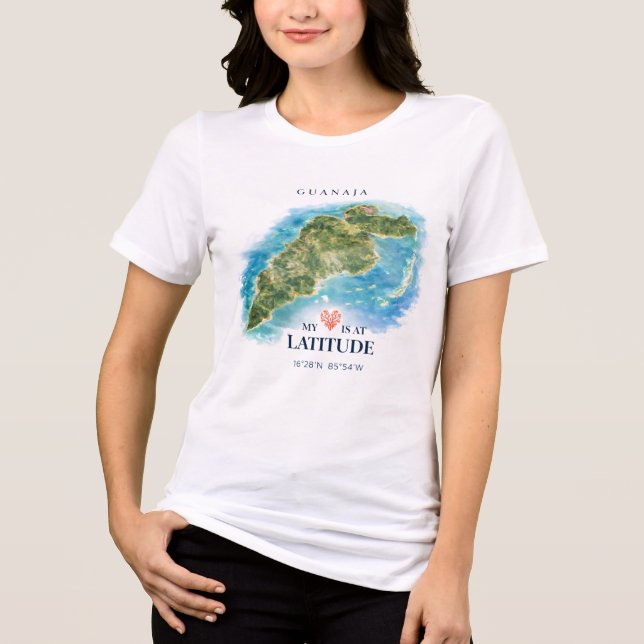 Guanaja Honduras Karte  Tri-Blend Shirt (Vorderseite)