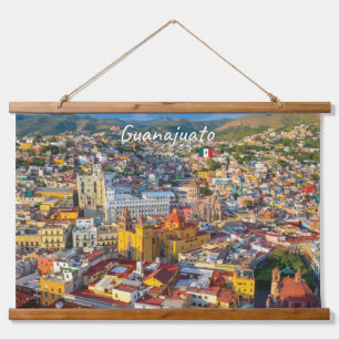 Guanajuato, Mexiko - Farbige Stadtansicht Wandteppich Mit Holzrahmen