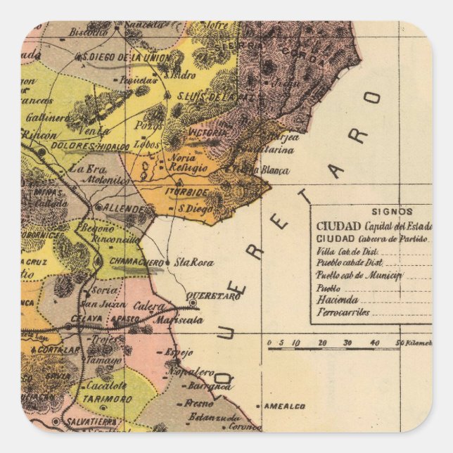 Guanajuato, Mexiko Quadratischer Aufkleber (Vorderseite)