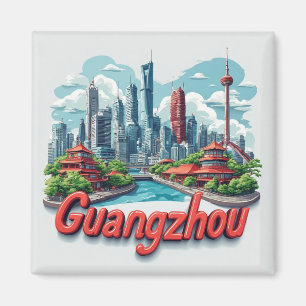 Guangzhou China Skyline Reise Illustration Magnet