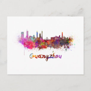 Guangzhou skyline im Watercolor Postkarte