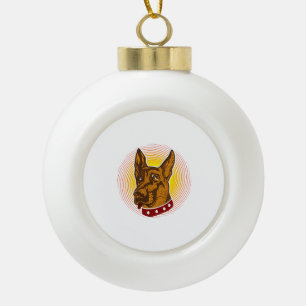 Guard Dog Belgisch Malinois Shepherd Keramik Kugel-Ornament