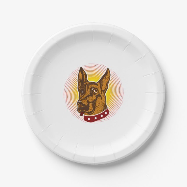 Guard Dog Belgisch Malinois Shepherd Pappteller (Vorderseite)