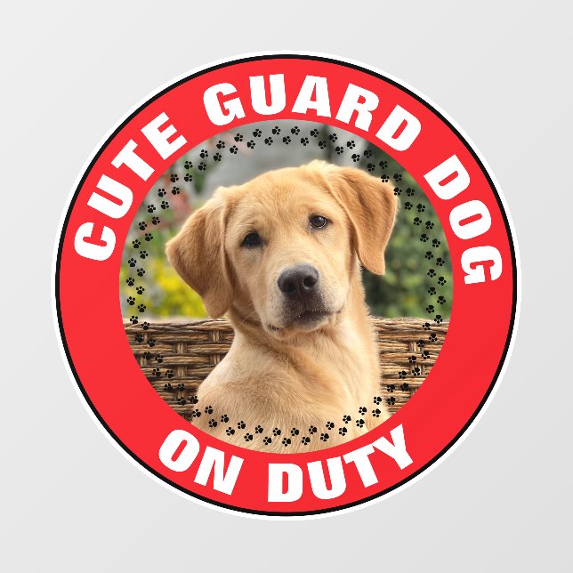 Guard Dog On Duty Alert Custom Pet Photo Cute Fensteraufkleber (Blatt)