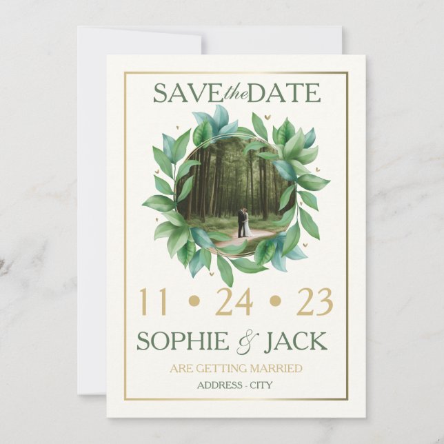 Guardar la fecha verde y save the date (Vorderseite)