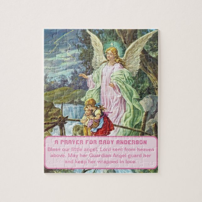 Guardian Angel Baby Girl Keepake Puzzle (Vertikal)