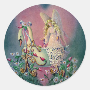GUARDIAN ANGEL & BABY von SHARON SHARPE Runder Aufkleber
