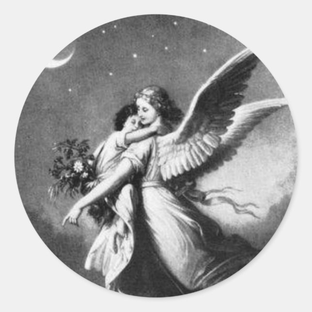 Guardian Angel bei Nacht Runder Aufkleber (Vorderseite)
