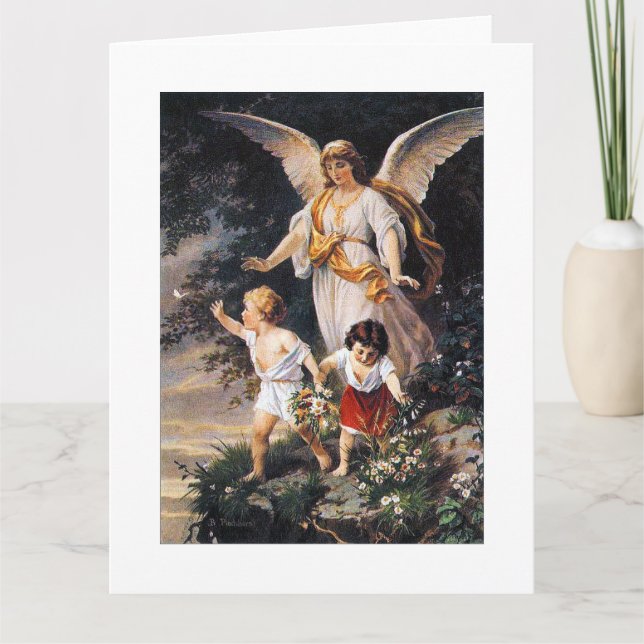 GUARDIAN ANGEL Bernhard Plockhorst 1886 Karte (Vorderseite)