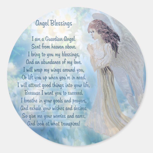 Guardian Angel Blessings Runder Aufkleber (Vorderseite)