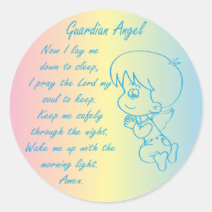 Guardian Angel Boy Abend Gebet Runder Aufkleber
