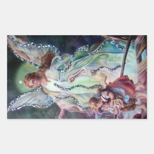 GUARDIAN ANGEL c. 1900 rechteckig Rechteckiger Aufkleber (Vorderseite)