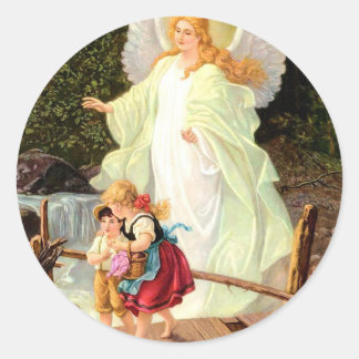 Guardian Angel Children Bridge Classic Lindberg Runder Aufkleber