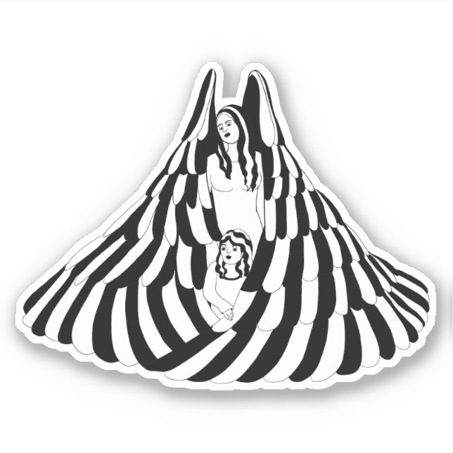 Guardian Angel Frau mit kleiner Mädchen Art Aufkleber (Vorderseite)
