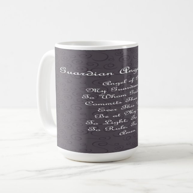 Guardian Angel Gebet Charcoal Kaffeetasse (Vorderseite Links)
