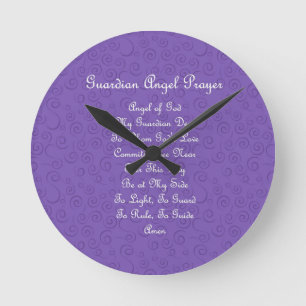Guardian Angel Gebet Lila Runde Wanduhr