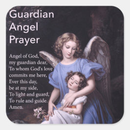 Guardian Angel Gebet mit Girl-Aufkleber Quadratischer Aufkleber