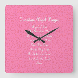 Guardian Angel Gebet Pink Square Wall Clock Quadratische Wanduhr