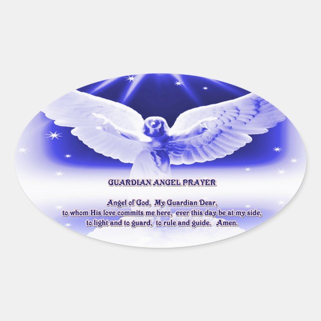 Guardian Angel-Gebetsticker Ovaler Aufkleber (Vorderseite)