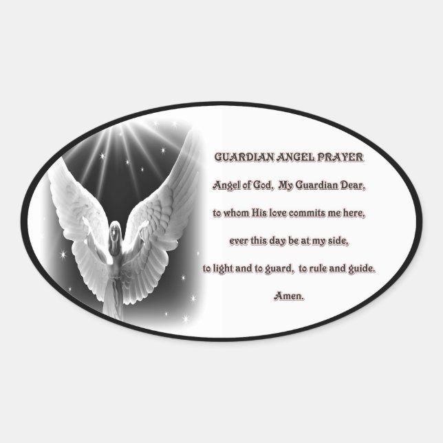 Guardian Angel-Gebetsticker Ovaler Aufkleber (Vorderseite)
