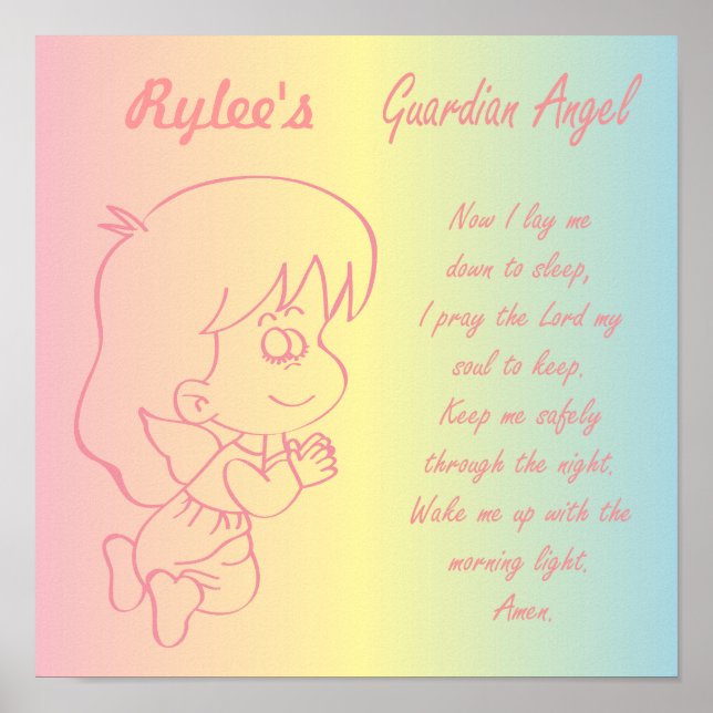 Guardian Angel Girl Abend Gebet Poster (Vorne)