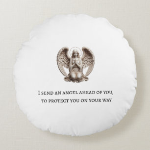 Guardian Angel - "I Send an Angel Ahead of You" Rundes Kissen