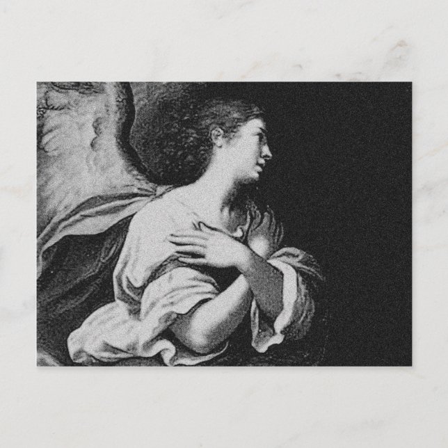 Guardian Angel in Schwarz und Weiß Postkarte (Vorderseite)