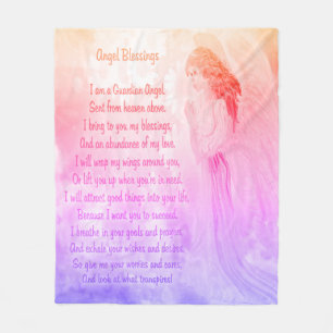 Guardian Angel mit Gedicht in Rosa Fleecedecke