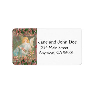 Guardian Angel mit rosa Rosen Adressaufkleber