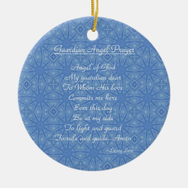 Guardian Angel Prayer Blue Keramik Ornament (Vorne)