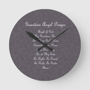 Guardian Angel Prayer Charcoal Runde Wanduhr