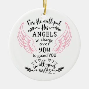 Guardian Angel Psalm 91:11 Bible Scripture Verse Keramik Ornament
