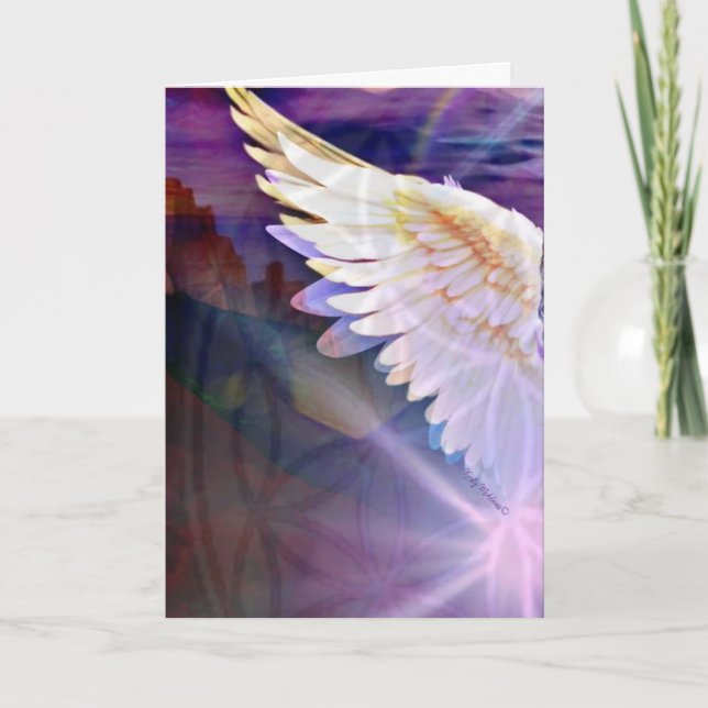 Guardian Angel Purple Wing – Blank Greeting Karte (Vorderseite)